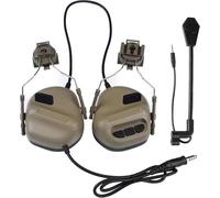 ACEXIER Casque tactique sans micro, réduction du bruit, écouteur de tir, chasse, communication CS, interphone, casque utilisé avec PTT (Khaki)