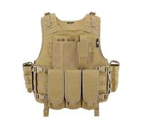 ACEXIER Gilet Airsoft Molle Gilet Tactique Porte Plaque Swat Gilet de Pêche Chasse Paintball Gilet Militaire Armée Armure Police (Tan)