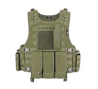 ACEXIER Gilet Airsoft Molle Gilet Tactique Porte Plaque Swat Gilet de Pêche Chasse Paintball Gilet Militaire Armée Armure Police (Green)