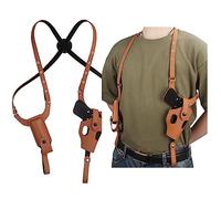 ACEXIER Tactique Cachée Pistolet Holster Militaire Cuir Épaule sous Les aisselles Pistolet Arme de Poing Carry Pouch pour G17 19 Accès à la Chasse (Tan)