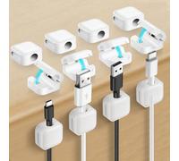 aceyoon 12 Pièces Range Cable Bureau, Cable Management Magnétique Clips Cable Auto-adhésifs Organisateur du Cable pour Table de Nuit, Câbles D'alimentation, Câbles HDMI, USB, Audio (7mm)