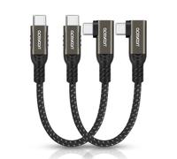 aceyoon 240W Cable USB C vers USB C 10CM, 2PCS 5A PD QC 4.0 Cable USB Type C Court Charge Rapide Type C Coudé en Nylon Tressé Compatible avec iPhone 16 15, pour Galaxy S24 S23, pour Huawei
