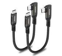 aceyoon 240W Cable USB C vers USB C 15CM, 2PCS 5A PD QC 4.0 Cable USB Type C Court Charge Rapide USB Type C Coudé en Nylon Tressé Compatible avec iPhone 16 15, Galaxy S24 S23, pour Huawei