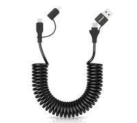 aceyoon Câble spiralé 4 en 1, 100 W, câble spiralé USB C QC3.0, câble de charge rapide et de données, type C/A vers éclairage, type C/A vers C pour iPhone, Galaxy, Huawei