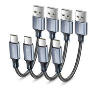 aceyoon Cable USB C 20cm, Lot de 4 Cable USB vers USB C 3A Charge Rapide en Nylon Tressé Cable Type C Court Compatible avec Samsung S24 23 S22, pour Huawei P60 P50 P40 P30 P20