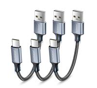 aceyoon Cable USB vers USB C 10cm, Lot de 3 Cable USB C Court Charge Rapide Nylon Tressé Câble USB Type C Chargeur Compatible avec Samsung Galaxy S22 S21 S20, pour Huawei P40 P30 P20