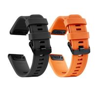 aceyoon Lot de 2 Bracelet 22mm pour Garmin Fenix 7/7 pro/6/6 pro/5, Quickfit Bracelet Montre Connectée en Silicone Homme Femme pour Garmin Forerunner 935/945, Approach S60/S62 (Noir+Orange)