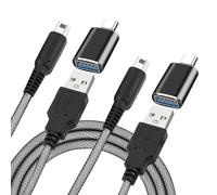 aceyoon Lot de 2 Chargeur 3DS 1,5m/4,9ft Câble de Charge USB pour Nintendo 3DS LL/New 3DS/ New 3DS LL/ 2DS/ 2DS LL/DSi, Câble de Chargeur Tressé en Filet de Pêche avec Adaptateur Type C