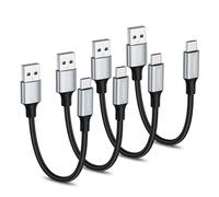 aceyoon Lot de 4 Câbles USB C Courts de 10 cm en Nylon Tressé 3 A, Câble de Charge Rapide USB A vers Type C pour Galaxy, Huawei, Ordinateur Portable, PS5, Pixel, Batterie Externe