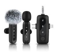 aceyoon Micro Cravate sans Fil pour iPhone Android PC Caméra, Clip-on Lavalier Microphone Plug-Play Réduction du Bruit Micro Cravate USB C avec Écran LED pour l'Enregistrement, Vlog, Youtube,TikTok