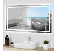 Acezanble 140x80cm Miroir de Salle de Bain Tactile LED Tricolore avec Bluetooth, Anti-buée et Horloge
