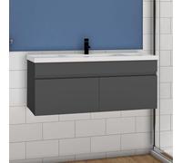 Acezanble 99(L)x45(W)x40cm(H)cm Acezanble meuble Salle de Bain anthtacite 2 portes avec une vasque à suspendre