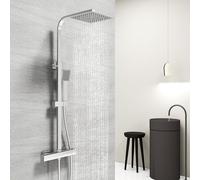 Acezanble Colonne de Douche Thermostatique,Système de douche thermostatique 38°C,Colonne de Douche Acier Inoxydable avec Mitigeur Salle de Bain,20x20CM Pommeau de Douche,Carré,Chromé