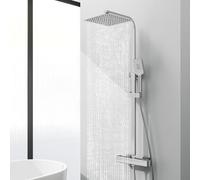 Acezanble Colonne de Douche Thermostatique,Système de douche thermostatique 38°C,Colonne de Douche Acier Inoxydable avec Mitigeur Salle de Bain,25x25CM Pommeau de Douche,Carré,Mitigeur Douche (style1)