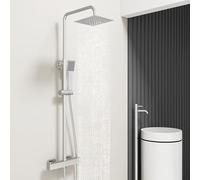 Acezanble Colonne de Douche Thermostatique,Système de douche thermostatique 38°C,Colonne de Douche Acier Inoxydable avec Mitigeur Salle de Bain,20x20CM Pommeau de Douche,Douchette 1 Jets,Carré,Chromé