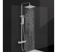 Acezanble Colonne de Douche Thermostatique,Système de douche thermostatique 38°C,Colonne de Douche Acier Inoxydable avec Mitigeur Salle de Bain,20x20CM Pommeau de Douche,Carré,Chromé