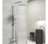 Acezanble Colonne de Douche Thermostatique,Système de douche thermostatique 38°C,Colonne de Douche Acier Inoxydable avec Mitigeur Salle de Bain,20x20CM Pommeau de Douche,Douchette 3 Jets,Rond,Chromé