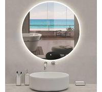 Acezanble Miroir Salle de Bain LED 80cm Rond,avec Anti-buée, 3 Couleurs Lumière, Dimmable, Fonction Mémoire, IP44 HD Verre Miroir-Mural