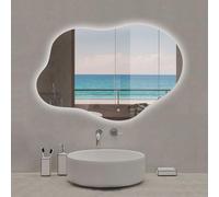 Acezanble Miroir Salle de Bain LED en Forme de Nuage, Anti-Buée, 3 Tons et Gradable, 100x66cm, Murale