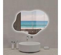 Acezanble Miroir Salle de Bain LED en Forme de Nuage, Anti-Buée, 3 Tons et Gradable, 80x55cm, Murale