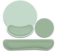 Acezeek Lot de tapis de souris 3 en 1 avec coussin en gel + repose-poignets, clavier + dessous de verre, tapis de souris antidérapant et ergonomique, pour jeux, maison, bureau