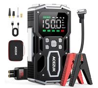 ACEZUK Démarreur de batterie de voiture 7000 A 150 PSI Démarreur d'urgence avec compresseur d'air portable (All Gas or 10.0L Diesel) 12V Jump Start, 2 lumières/3.4" LCD Display