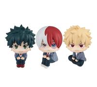 Acfigure Bakugo Deku Figurine MHA Anime Midoriya Izuku Bakugou Katsuki Todoroki Shoto posture assise Version mignonne modèle de figurine pour décoration et cadeau de collection (Deku + Bakugo +
