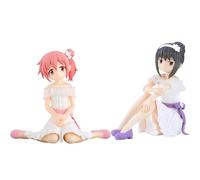 Acfigure KanameMadoka Akemi Homura Figurine de manga 10 cm en position assise avec jupe blanche en PVC pour affichage de bureau et objet de collection (KanameMadoka + Akemi Homura)
