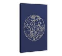 ACFTAIN Toile murale rétro avec logo constellation hémisphère nord et sud - 50 x 75 cm