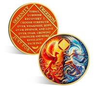 ACGZQY Médaillon Na 1 an - Puce de sobriété de fée phénix, soleil et lune, pièces et médaillons, rétablissement, addiction, jeton de sobriété, affirmation, cadeaux Narcotiques Anonymous