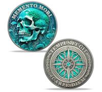 ACGZQY Memento Mori Coin - Médaillons fantaisie EDC en forme de crâne pour la pratique quotidienne du stoïque