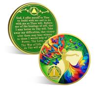 ACGZQY Pièce de monnaie de sobriété - 1 an - Papillon artistique - Arbre de vie - Puce AA et médailles - Cadeau de récupération d'alcoolique anonyme