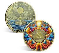 ACGZQY Pièce de Sobriété - Jeton de Sobriété Tournesol Papillon 6 Ans, Médaille AA Un Jour à la Fois Jetons de Récupération Narcotiques Alcooliques Anonymes