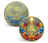 ACGZQY Pièce de Sobriété - Jeton de Sobriété Tournesol Papillon 9 Ans, Médaille AA Un Jour à la Fois Jetons de Récupération Narcotiques Alcooliques Anonymes