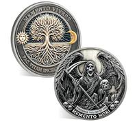 ACGZQY Pièce Memento Mori - Pièce commémorative arbre de vie avec crâne - Pièce de défi stoïque EDC pour la pratique quotidienne - Profitez aujourd'hui - Jeton de rappel de motivation - Cadeaux