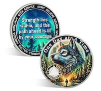ACGZQY The Wolf Path Pièce de sobriété - Jetons de sobriété un jour à la fois - Pièces AA et médaillons Upon Awakening Recovery Addiction Sober Token Affirmation AA NA Cadeaux de motivation