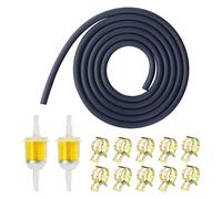 ACHANFLY Kit de Tuyau D'essence 2m Ø 5mm Tuyau Carburant Durite Essence Moto Fuel Hose Conduite Carburant avec 2 Filtres à Carburant + 5 Colliers de Serrage pour Moteur Voiture Tracteur Petits Moteurs