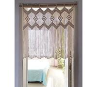 Achart Rideaux de porte en macramé à suspendre au mur, rideaux de fenêtre, cloison, séparateur de pièce, décoration de mariage, toile de fond en macramé, cantonnière de cuisine (blanc ivoire, 85 cm de
