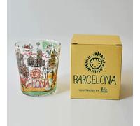 ACHAWYUSN Tasse en verre dessinée à la main pour le lait, la bière, le jus, le petit déjeuner, le thé, la ville, le dessin animé, illustration, design créatif, cadeau offrant un excellent produit pour