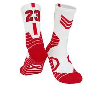 ACHBGTMQ Chaussette Chaussettes De Basket-Ball Masculin Moyen-Blanc Rouge-Adulte (Taille 39-44)