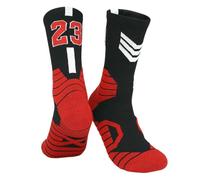 ACHBGTMQ Chaussette Chaussettes De Basket-Ball Masculin Moyen-Rouge Noir-Adulte (Taille 39-44)