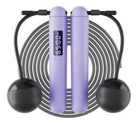 ACHDOFITS Corde à sauter - Corde à sauter de comptage et de synchronisation, corde à sauter en fil d'acier sans corde, longueur réglable, rechargeable, affichage LED, pour homme et femme, fitness et