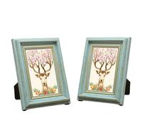 Achengqi 2 pices Cadres Photo 10x15cm, Cadre Photo de Style Europeen Vintage Bleu, Resine Polymre PS, Plexiglas, Resistant l'Humidite et l'Usure