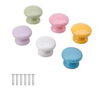 Achengqi 6 Pièces Poignée Ronde Colorée Boutons de Meubles Solides Rond Boutons de Porte Coloré Bouton de Tiroir Boutons de Commode Convient aux Armoires de Chambre D'enfants Tiroirs Salon