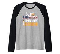 Acheter American Drink More Bourbon Funny Whiskey Drinking Manche Raglan