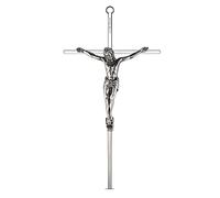 ACHIBANG Crucifix mural en argent 25,4 cm - Croix catholique en métal avec Jésus et INRI pour bénédiction murale ou au-dessus de la porte
