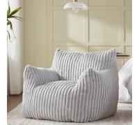 Achicsofar Pouf poire géant pour adultes et adolescents avec rembourrage, confortable, grand pouf pelucheux avec accoudoirs pour chambre à coucher, salon, lecture, jeux vidéo (gris clair, taille M)
