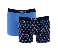 ACHILE - Pack de 2 Boxers en Coton Bio Motifs Bon Vent - Couleur - Bleu - Pointure - 3/Medium
