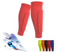 Achille Boucliers de tibias de ski, protège-tibias de ski, protège-tibias de ski, protège-tibias de football, protège-tibias de football pour adulte pour le sport (rouge, taille S)