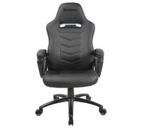 Achille Fauteuil Gamer ergonomique avec accoudoirs fixes - Simili cuir - Hauteur réglable - Noir